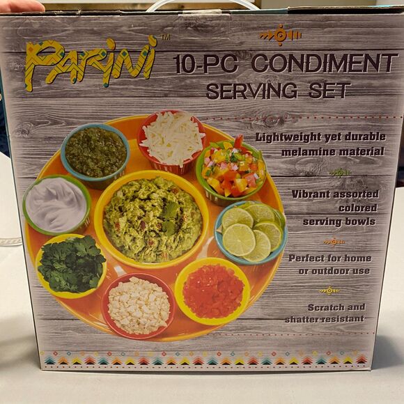 Parini Condiment Serving Set 10 PC Melamine New in Box - Picture 2 of 4